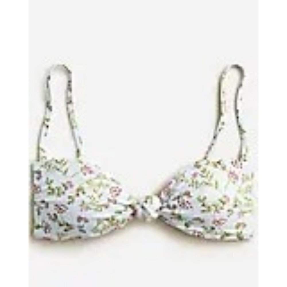 NWT J.Crew Knot bandeau bikini top in cloud meadow floral L